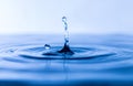 Water drop. Transparent water drop with circular waves.