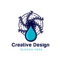 Water drop and turbine. electric energy and plumbing logo Ideas. Inspiration logo design. Template Vector Illustration. Isolated Royalty Free Stock Photo