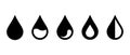 Water drop vector icons set. Black and white water or oil drop symbol Royalty Free Stock Photo