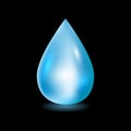 Water drop vector illustration. Clean water drop isolated on black background. Falling water drop. Vector Royalty Free Stock Photo