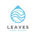 Water drop vector logo with abstract leaves Royalty Free Stock Photo