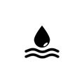 Water Drop and Waves, Raindrop Flat Vector Icon