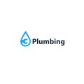 Water drop and wrench plumbing icon and logo