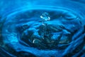 Water droplet on blue background. Amazing abstract water shot for texture. Nature concept.