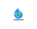 Water Droplet and Check Mark Logo Icon Royalty Free Stock Photo