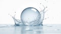 Water droplet creates splash as it hits surface, forming a perfect sphere in calm water setting Royalty Free Stock Photo