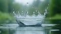 Water droplet crown splash creating ripples in still water Royalty Free Stock Photo