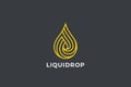 Water Droplet Drop Logo design vector template Linear Outline style. Natural Mineral Aqua Drink Oil Liquid Energy Logotype