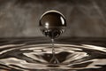 Water droplet creates a perfect sphere during impact on a calm surface Royalty Free Stock Photo