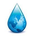Water droplet with globe Royalty Free Stock Photo