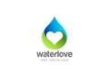 Water droplet Heart inside Logo design vector. nat