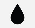 Water Droplet Icon. Liquid Drip Drop Oil Blood Soap Rain Raindrop Tear Splash Black White Sign Symbol EPS Vector Royalty Free Stock Photo