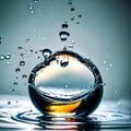 Water droplet with ripples underneath - ai generated image