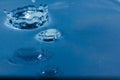 Water droplets, Blue water drops splashes. Royalty Free Stock Photo