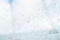 Water droplets on car glass after car wash. Rain drops on clear window Royalty Free Stock Photo