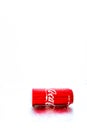 Water droplets on classic Coca-Cola can in Bucharest, Romania, 2021 Royalty Free Stock Photo
