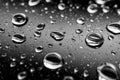 Water droplets create a sparkling effect on a smooth black surface during a rainy day light Royalty Free Stock Photo