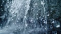 Water droplets falling from a waterfall. Generative AI Royalty Free Stock Photo