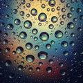 Water droplets on a glass surface create a colorful, abstract pattern Royalty Free Stock Photo