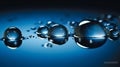 water droplets on a glossy blue surface Royalty Free Stock Photo