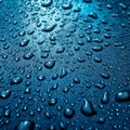 water droplets on a glossy blue surface Royalty Free Stock Photo