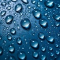 water droplets on a glossy blue surface Royalty Free Stock Photo