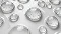 Water droplets on a glossy white surface creating an artistic and natural display of reflections Royalty Free Stock Photo