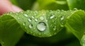 Water Droplets on Green Leaf Closeup Royalty Free Stock Photo