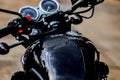 Water droplets on motorcycle fuel tank. Royalty Free Stock Photo