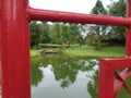 Water Droplets over A Red Fence At Taiping Lake Garden, Taiping Perak