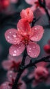 Water droplets on red flower petals Royalty Free Stock Photo