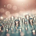 Water Droplets on Reflective Surface with Soft Bokeh Lights Royalty Free Stock Photo