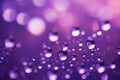 Close-Up of Water Droplets on a Purple Background with Soft Bokeh Royalty Free Stock Photo
