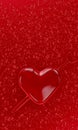 Water droplets in the shape of heart with Arrow embroidered in the meaning of love. A lot of droplets On metallic surfaces in red Royalty Free Stock Photo