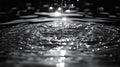 Water Droplets Splattering on Surface in Black and White Royalty Free Stock Photo
