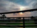 Water droplets on the  wire . Royalty Free Stock Photo