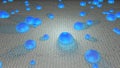 Water absorbent material soaks up liquid , water drops , puddle. View 7. 3d render