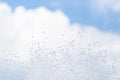 Water drops in the air on the sky. Royalty Free Stock Photo