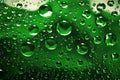 Water drops background on green surface. Water droplets with ref Royalty Free Stock Photo