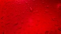 Water Drops background on the red glossy surface, Rain droplets Royalty Free Stock Photo