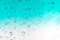 Water drops background. Water drops on glass window over blue sk Royalty Free Stock Photo