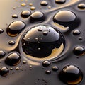 Water drops on a black background. 3d rendering, 3d illustration. Royalty Free Stock Photo