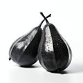 Water drops on a black pears on a white background,  Close-up Royalty Free Stock Photo