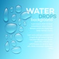 Water drops on blue background. Vector illustration Royalty Free Stock Photo