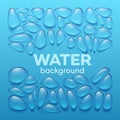 Water drops on blue background. Vector illustration Royalty Free Stock Photo