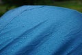 Water drops on blue fiber waterproof fabric, background after rain. tent sheet with morning raindrops, Close up the blue Royalty Free Stock Photo