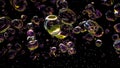 Water Drops bubbles on black background. 3d rendering Royalty Free Stock Photo