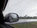 Water drops on a car glass. Royalty Free Stock Photo