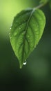 Water drops cling to the surface of a leaf as it falls from a branch, garden, botanical Royalty Free Stock Photo