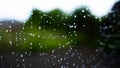 Water drops on a cobweb close-up on a blurred background. Beautiful abstract background. rainy cloudy cold weather